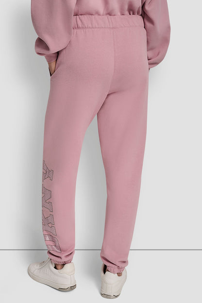 EXPLODED RHINESTONE VARISTY LOGO HIGH-RISE RELAXED