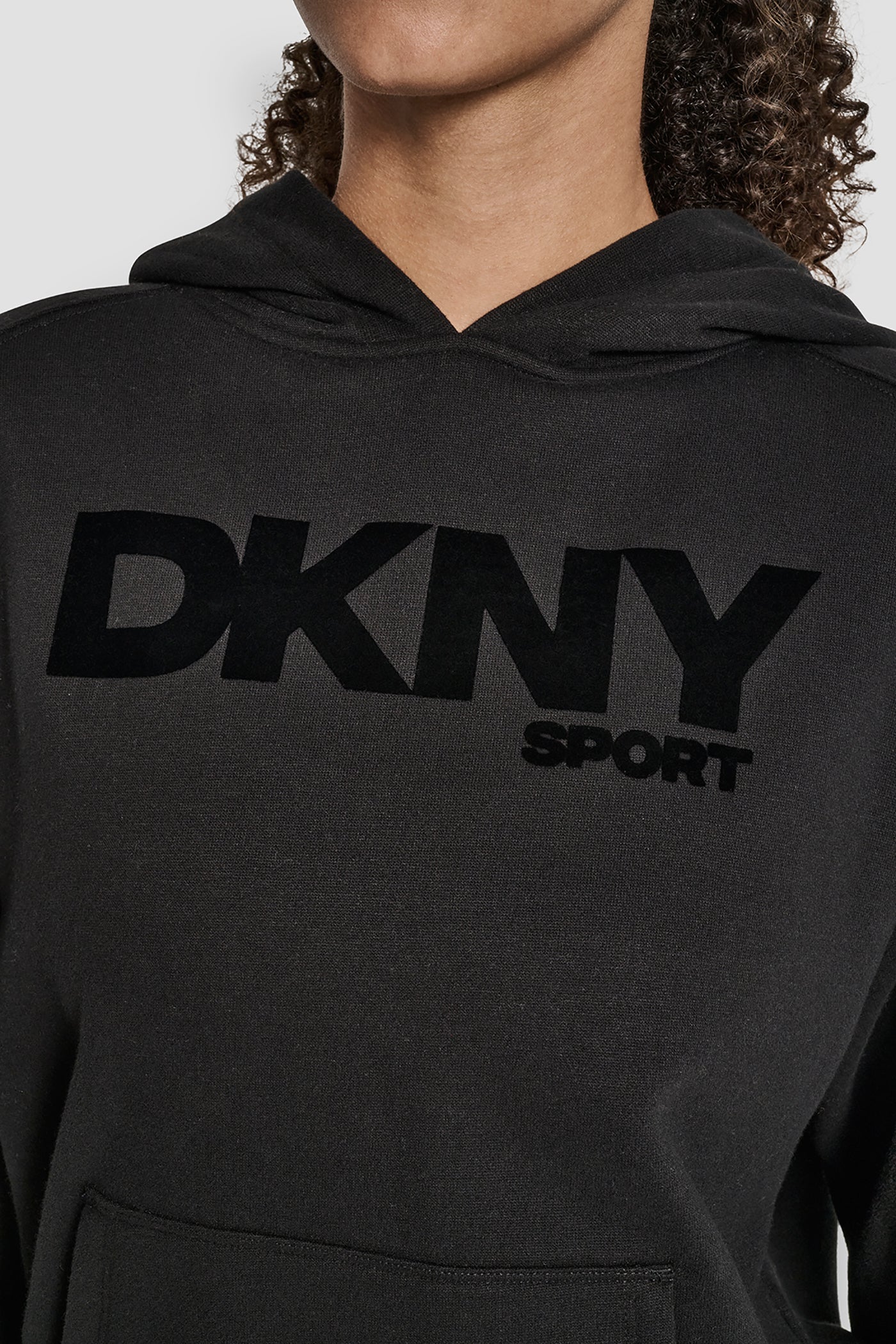 OVERSIZED FLOCKED LOGO PULLOVER HOODIE