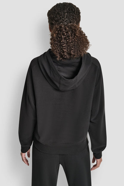 OVERSIZED FLOCKED LOGO PULLOVER HOODIE