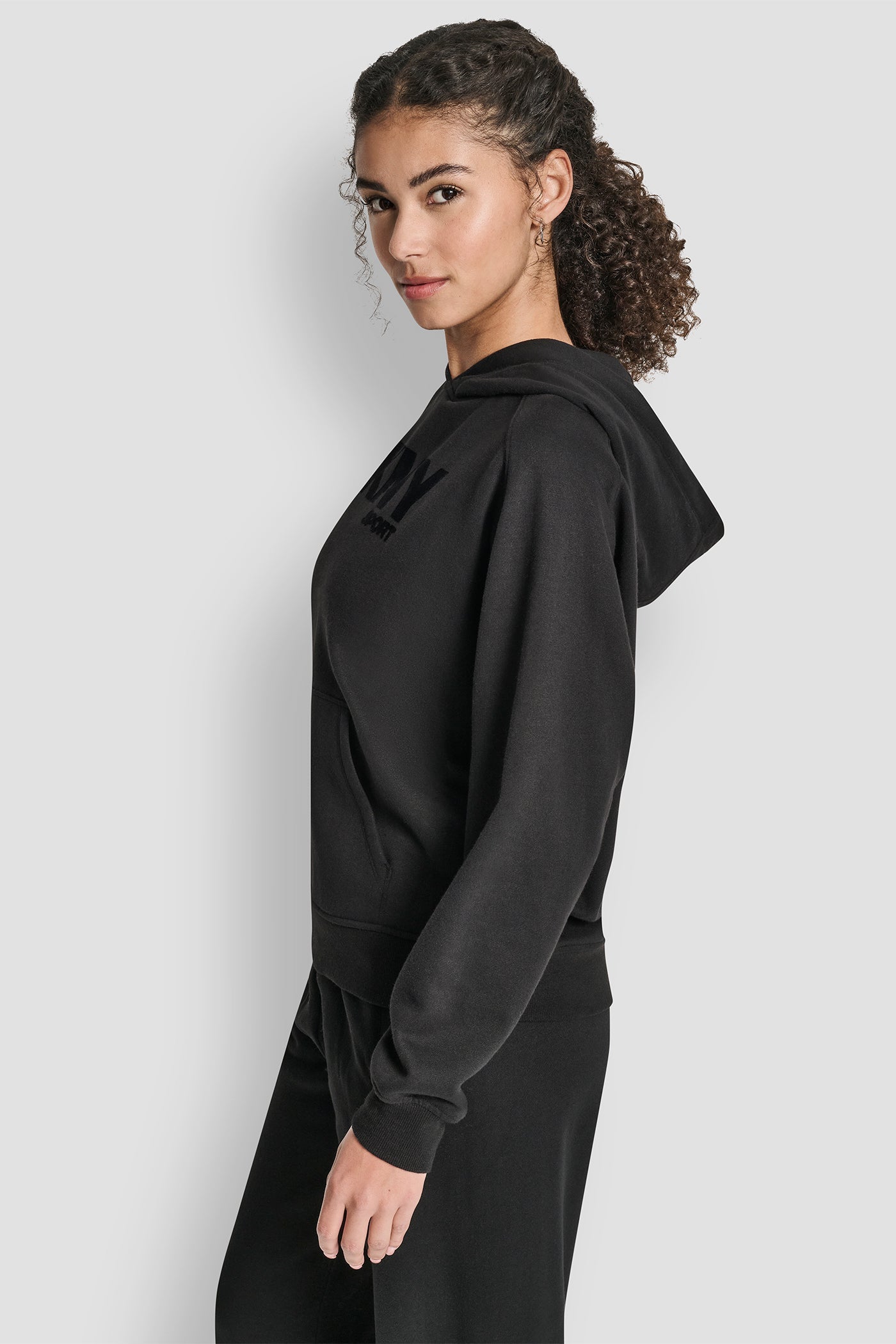 OVERSIZED FLOCKED LOGO PULLOVER HOODIE