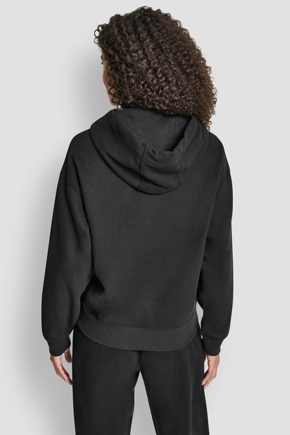 RELAXED RHINESTONE SLEEVE LOGO HOODIE