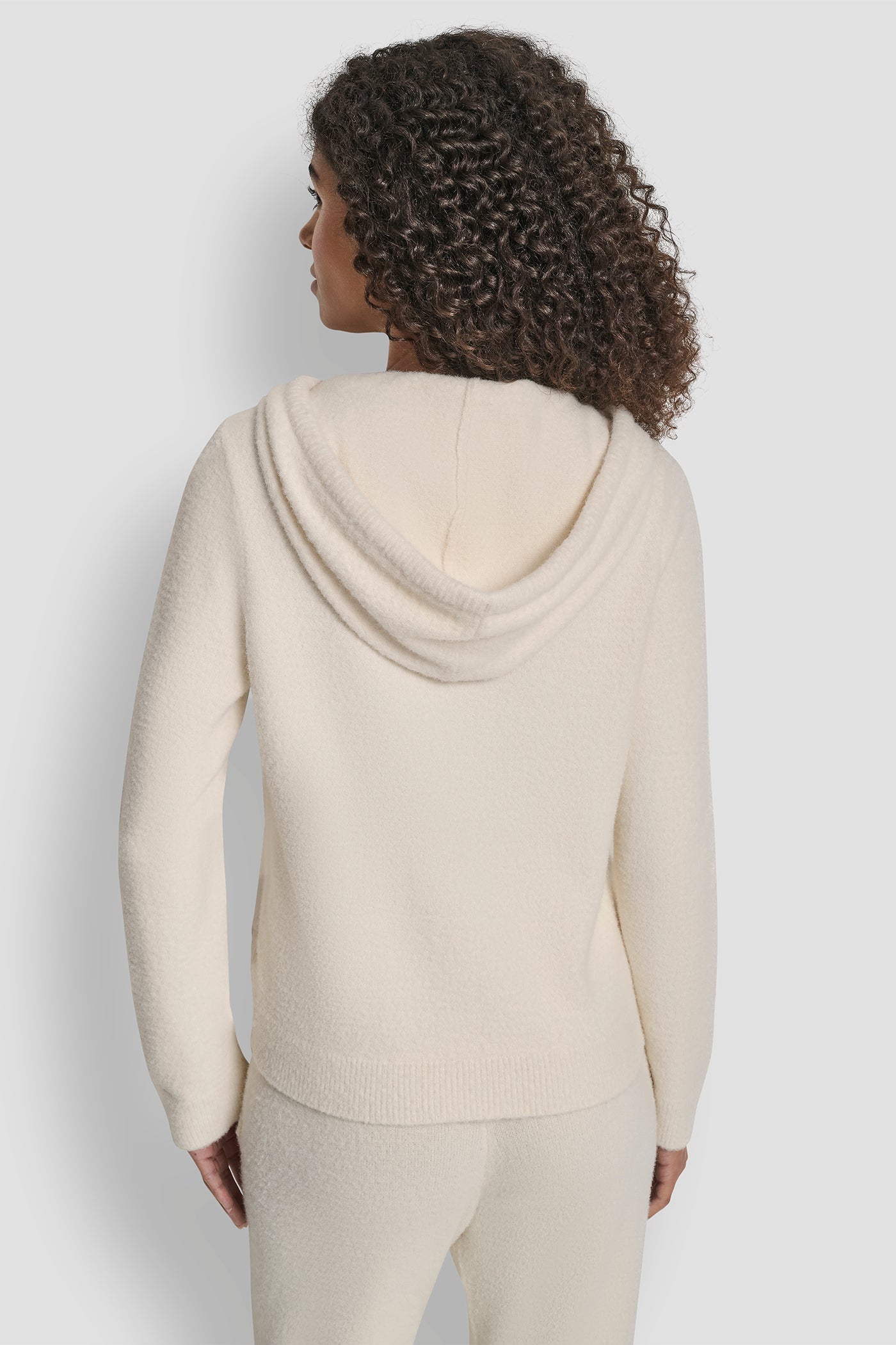 FEATHER YARN HOODIE WITH DRAWCORD AND TONAL LOGO