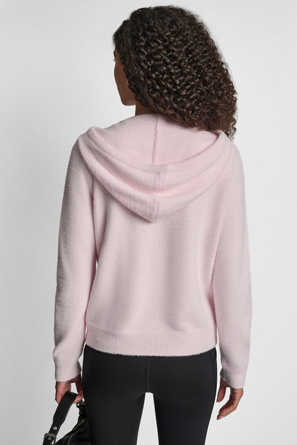 FEATHER YARN HOODIE WITH DRAWCORD AND TONAL LOGO