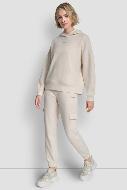 METALLIC BUBBLE LOGO SLIM FIT FLEECE CARGO JOGGER