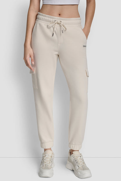METALLIC BUBBLE LOGO SLIM FIT FLEECE CARGO JOGGER