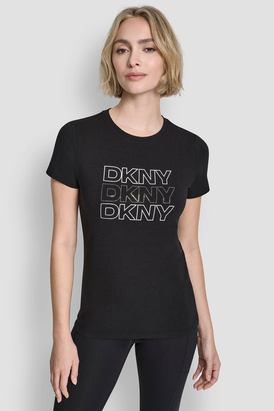 TRIPLE RHINESTONE FOIL LOGO TEE
