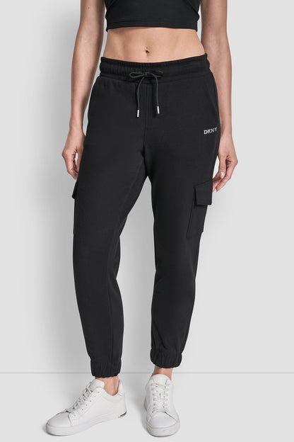 METALLIC BUBBLE LOGO SLIM FIT FLEECE CARGO JOGGER
