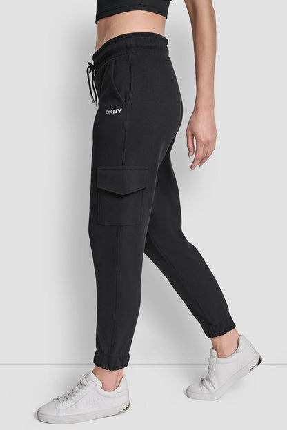 METALLIC BUBBLE LOGO SLIM FIT FLEECE CARGO JOGGER