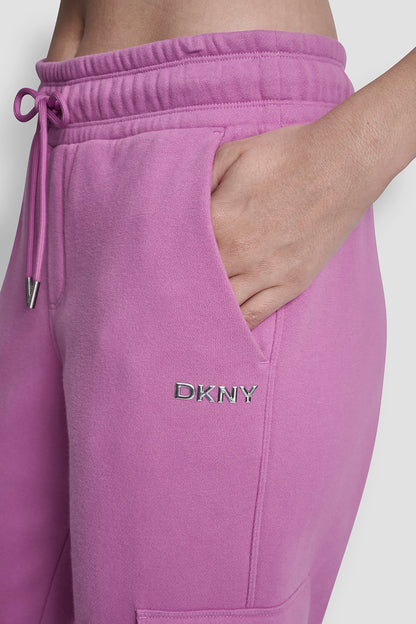 METALLIC BUBBLE LOGO SLIM FIT FLEECE CARGO JOGGER