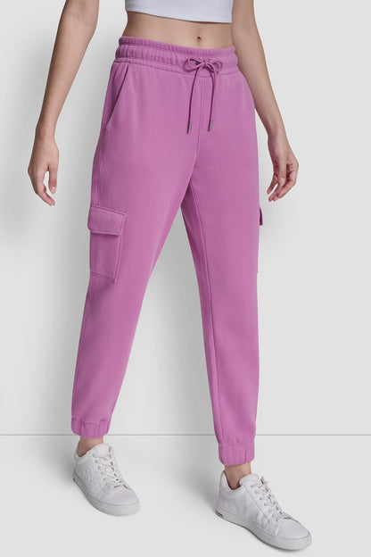 METALLIC BUBBLE LOGO SLIM FIT FLEECE CARGO JOGGER