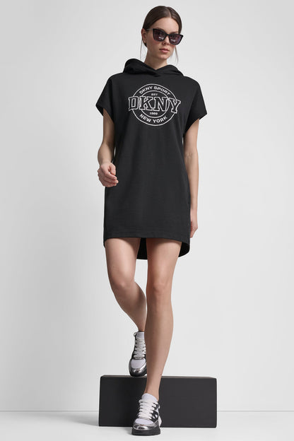COLLEGIATE MEDALLION LOGO MINI HOODIE DRESS