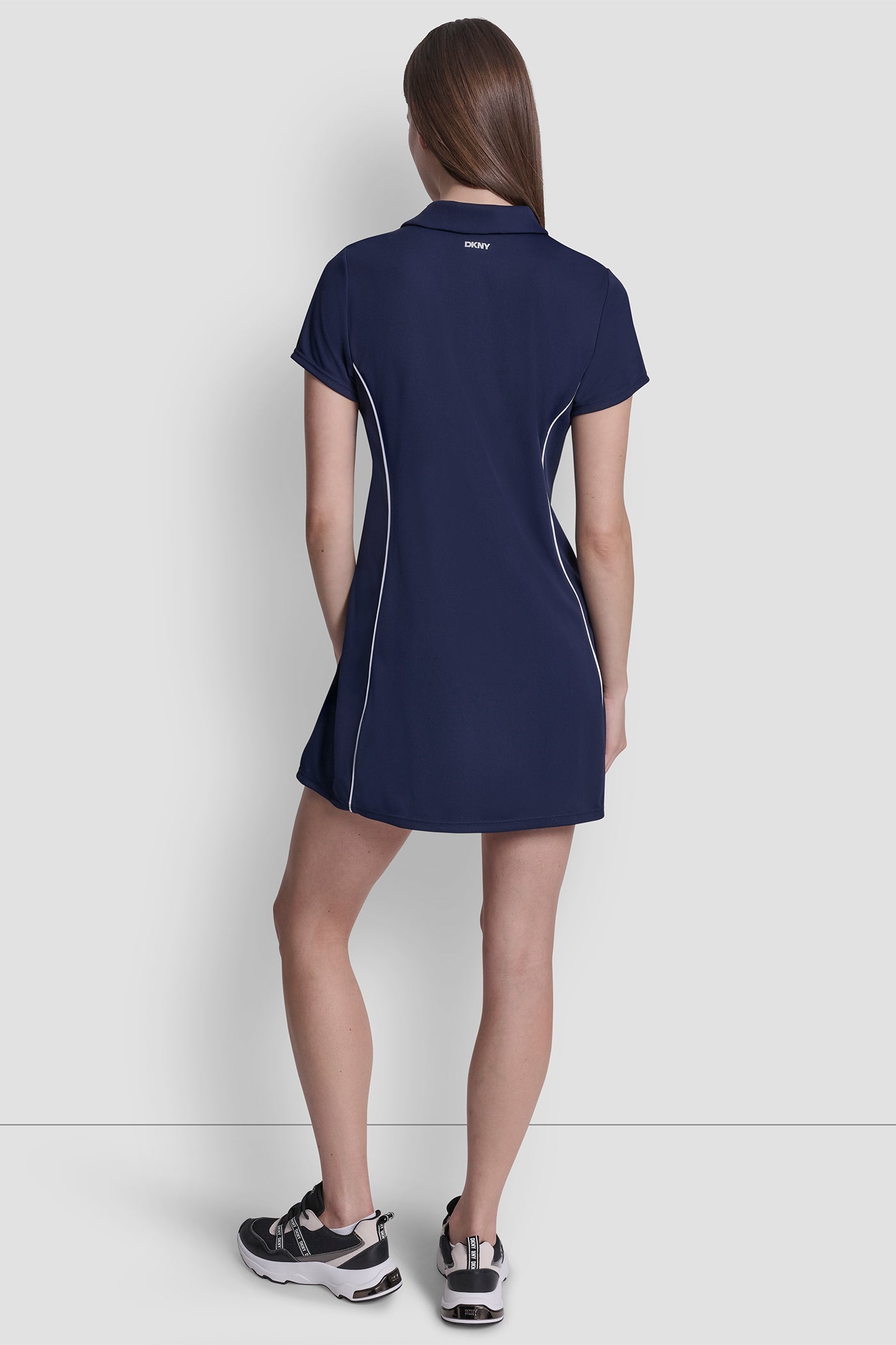 HALF-ZIP POLO DRESS WITH CONTRAST PIPING