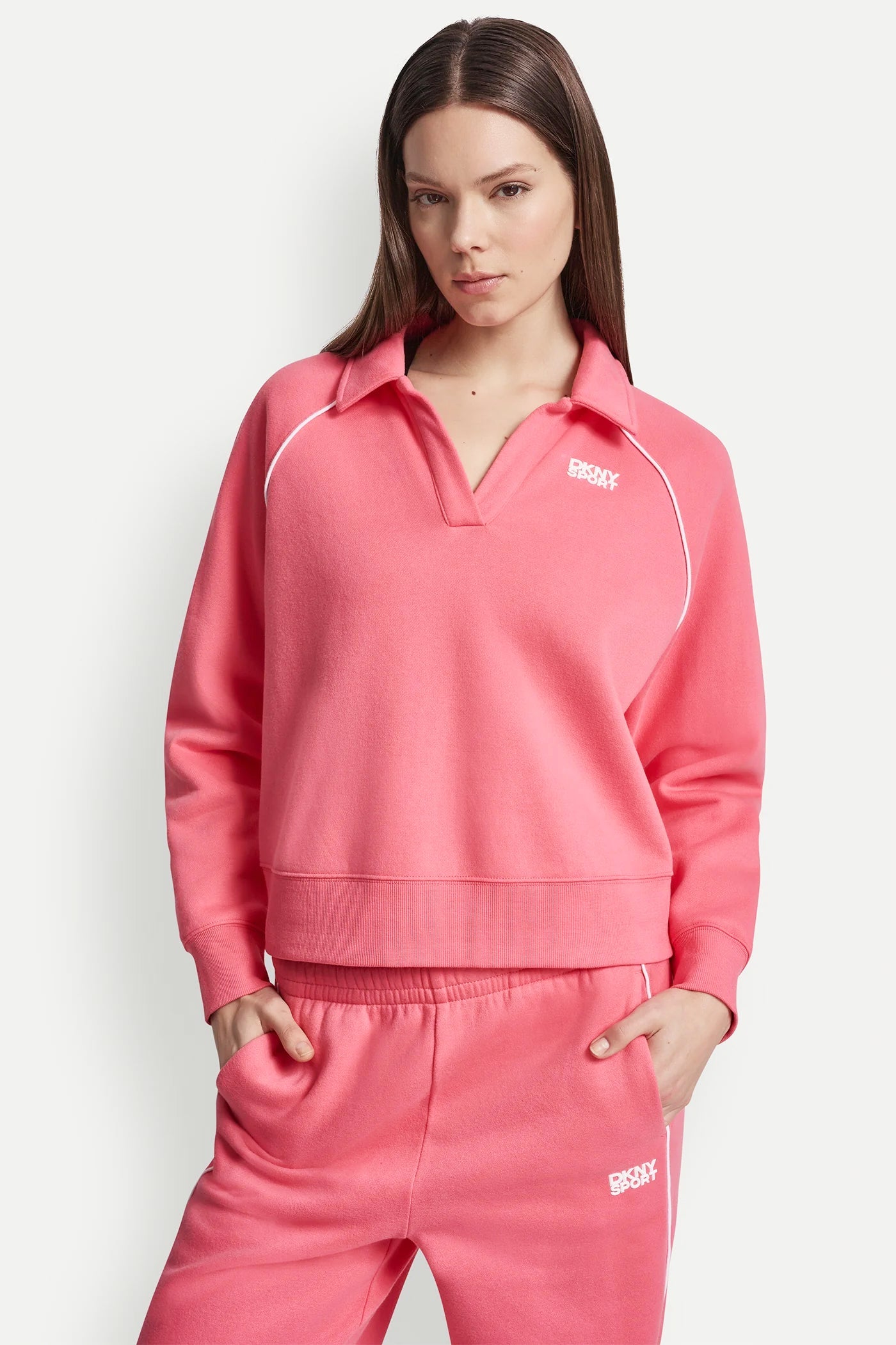 PIPED LOGO POLO SWEATSHIRT