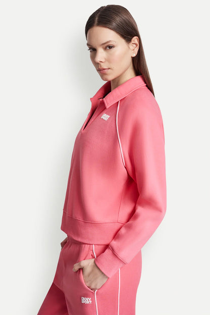 PIPED LOGO POLO SWEATSHIRT