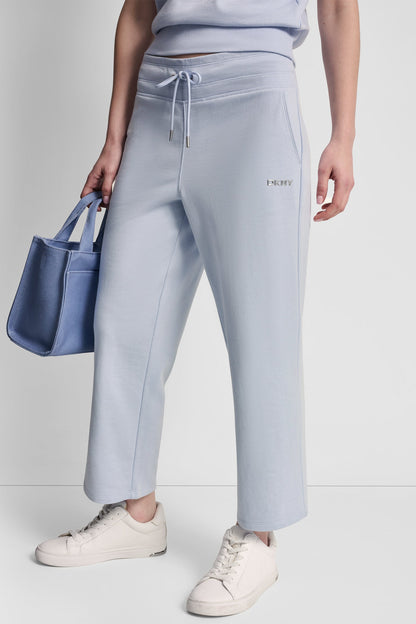 METALLIC BUBBLE LOGO CROPPED HIGH-RISE PANTS