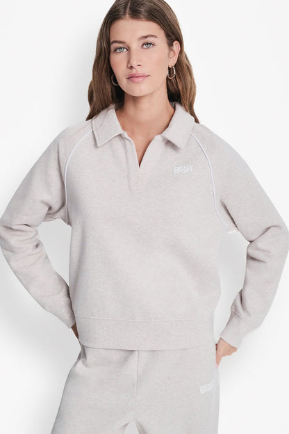 PIPED LOGO POLO SWEATSHIRT