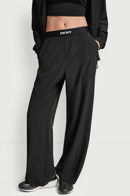 HIGH-RISE LOGO-WAIST WIDE-LEG PANT