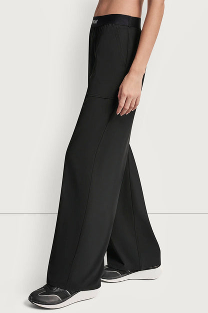 HIGH-RISE LOGO-WAIST WIDE-LEG PANT