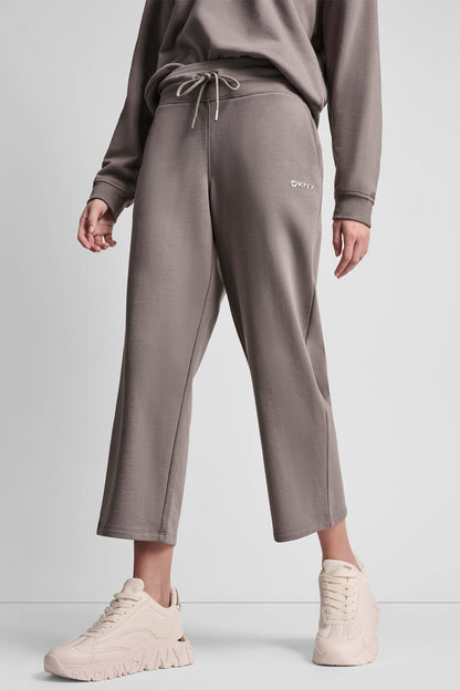 METALLIC BUBBLE LOGO CROPPED HIGH-RISE PANTS