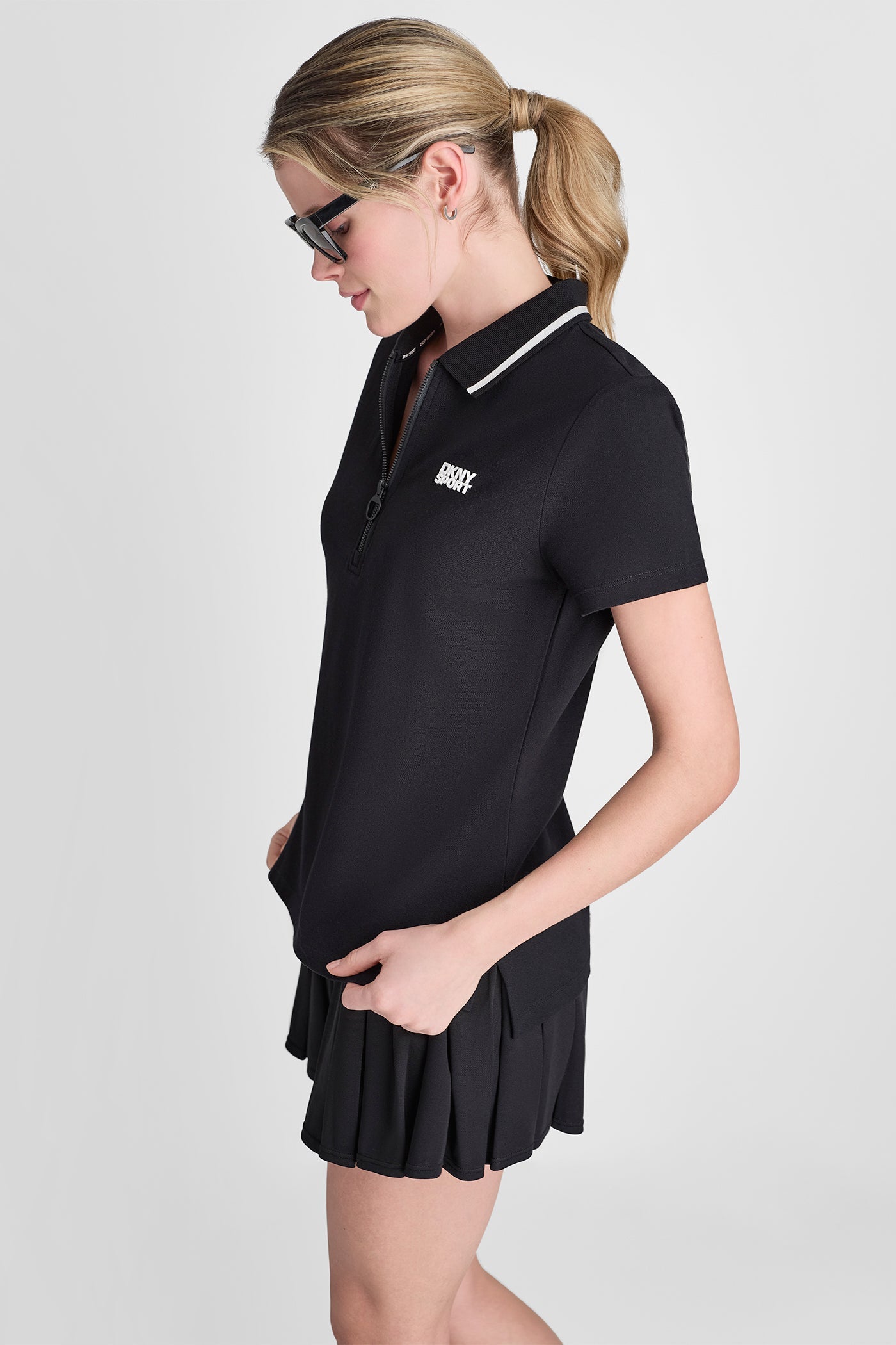 LOGO EMBROIDERED ZIP POLO