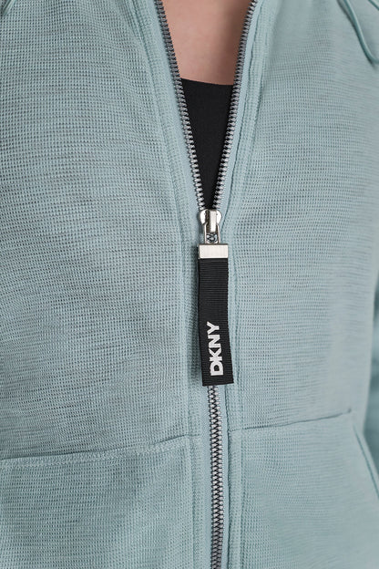MINI WAFFLE-KNIT HOODIE