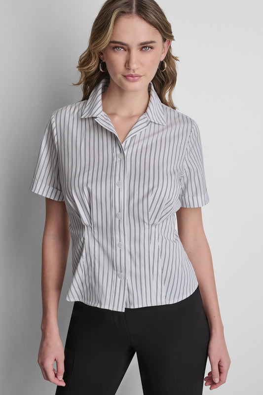 STRIPED POPLIN BLOUSE