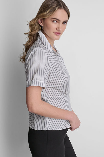 STRIPED POPLIN BLOUSE