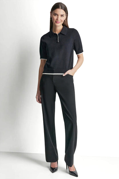 COLOR BLOCK POLO SWEATER