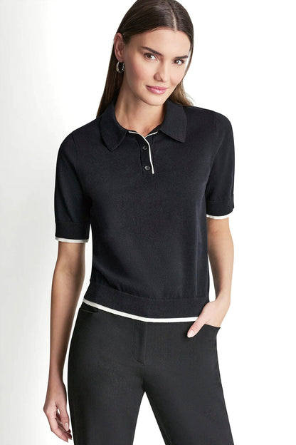 COLOR BLOCK POLO SWEATER