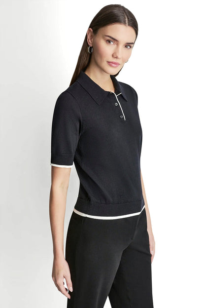 COLOR BLOCK POLO SWEATER