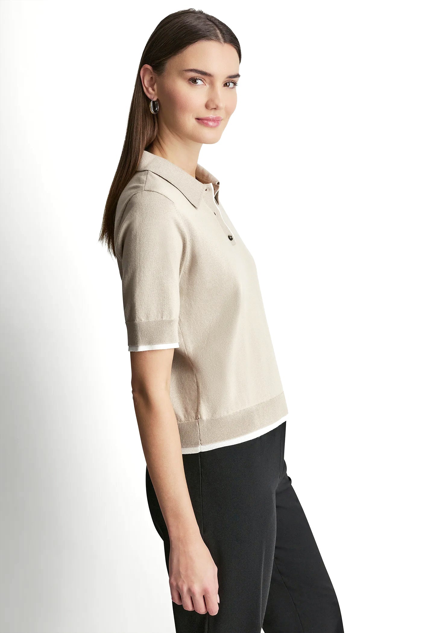 COLOR BLOCK POLO SWEATER