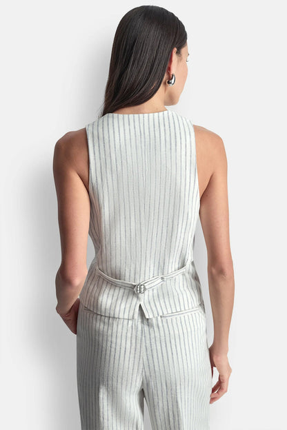 LINEN-BLEND STRIPED VEST