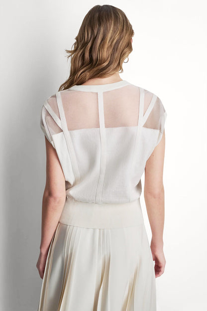 SLEEVELESS CORSET SEAM SWEATER