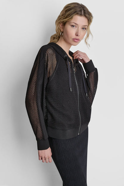 MESH LOGO ZIP-UP HOODIE