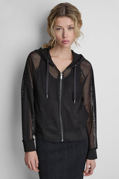 MESH LOGO ZIP-UP HOODIE