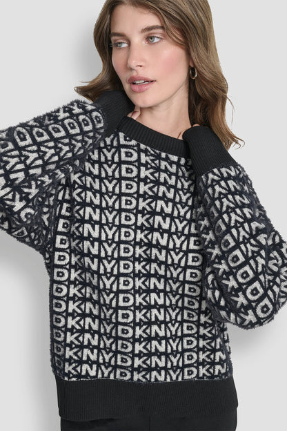 FUR ALL OVER LOGO SWEATER
