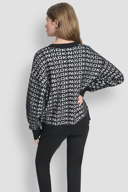 FUR ALL OVER LOGO SWEATER