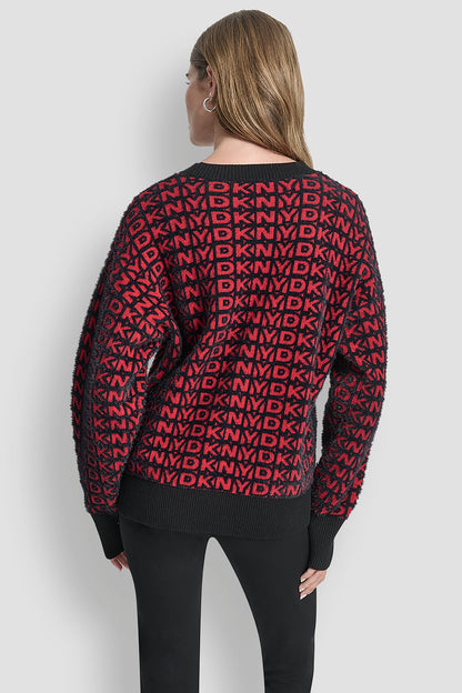 FUR ALL OVER LOGO SWEATER