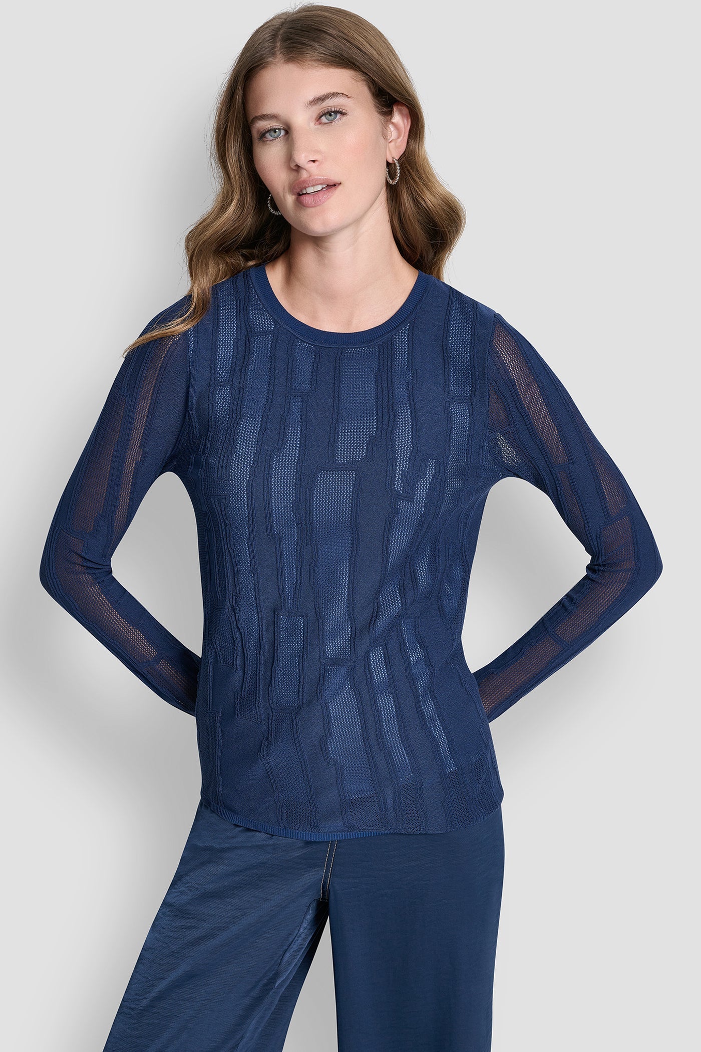 LAYERED MIXED STITCH SWEATER