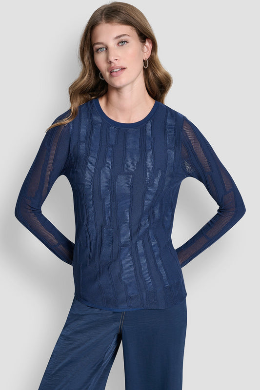 LAYERED MIXED STITCH SWEATER