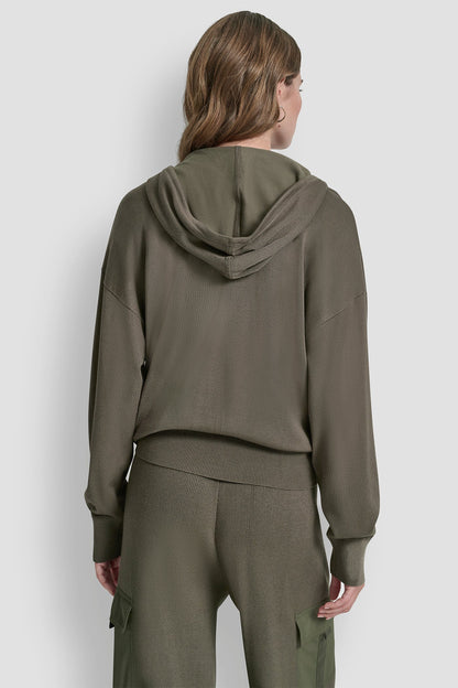 DROP SHOULDER ZIP UP HOODIE
