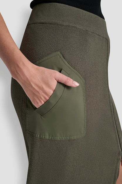 ZIP DETAILED MIDI SWEATER SKIRT