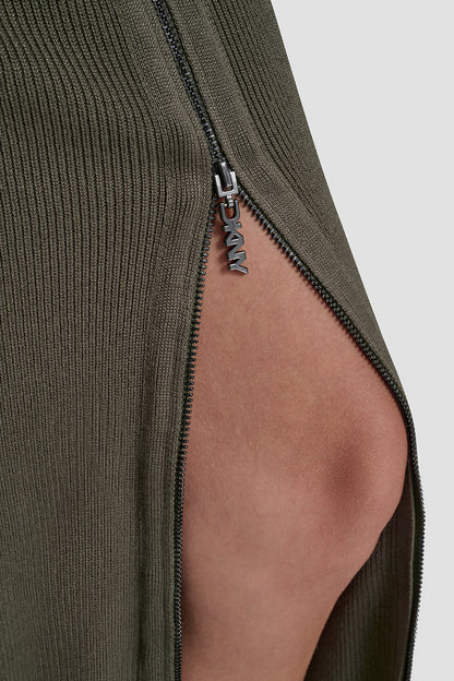 ZIP DETAILED MIDI SWEATER SKIRT