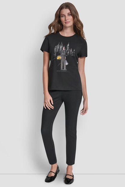 STUDDED MOTO CONVERSATIONAL TEE