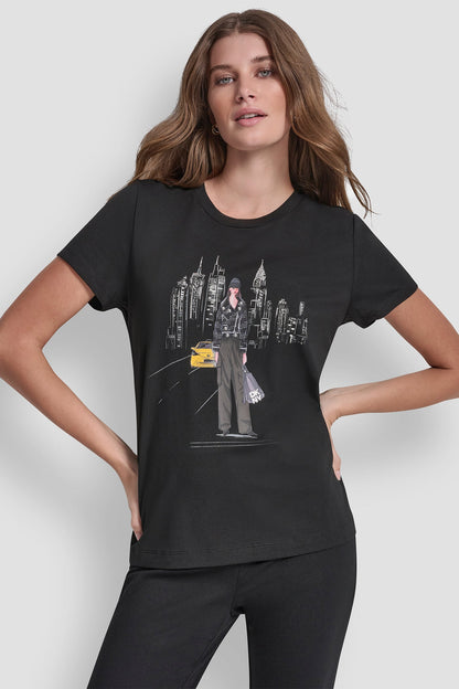 STUDDED MOTO CONVERSATIONAL TEE