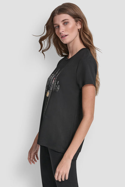 STUDDED MOTO CONVERSATIONAL TEE