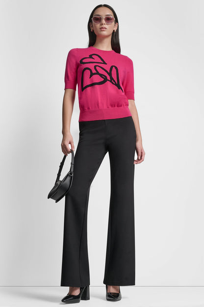 SHORT SLEEVE GRAFFITI HEART SWEATER
