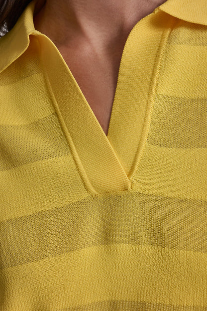 SHEER STRIPED POLO SWEATER