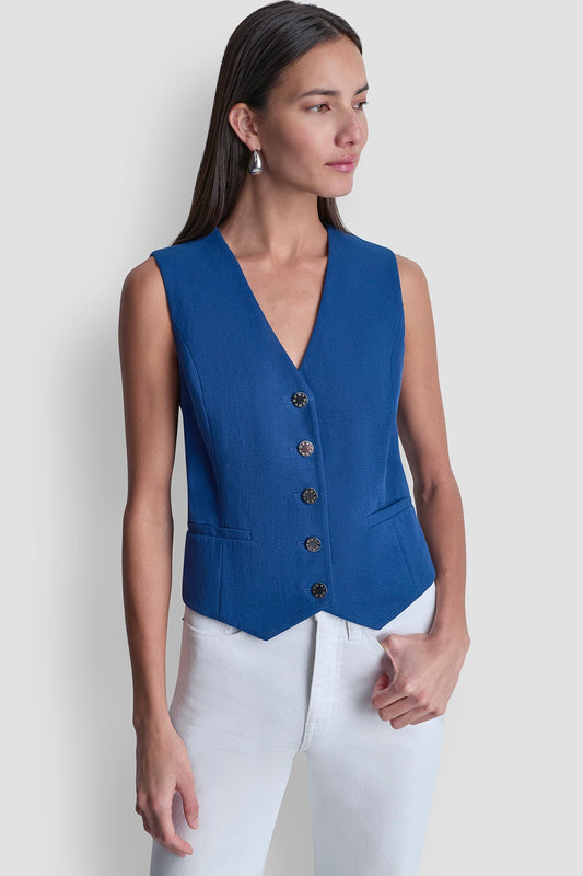 PIQUÉ BUTTON-FRONT VEST