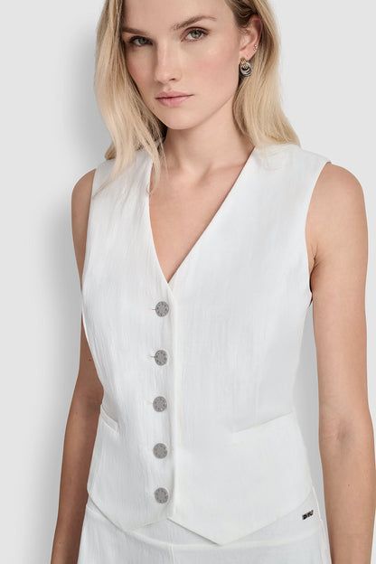 PIQUÉ BUTTON-FRONT VEST